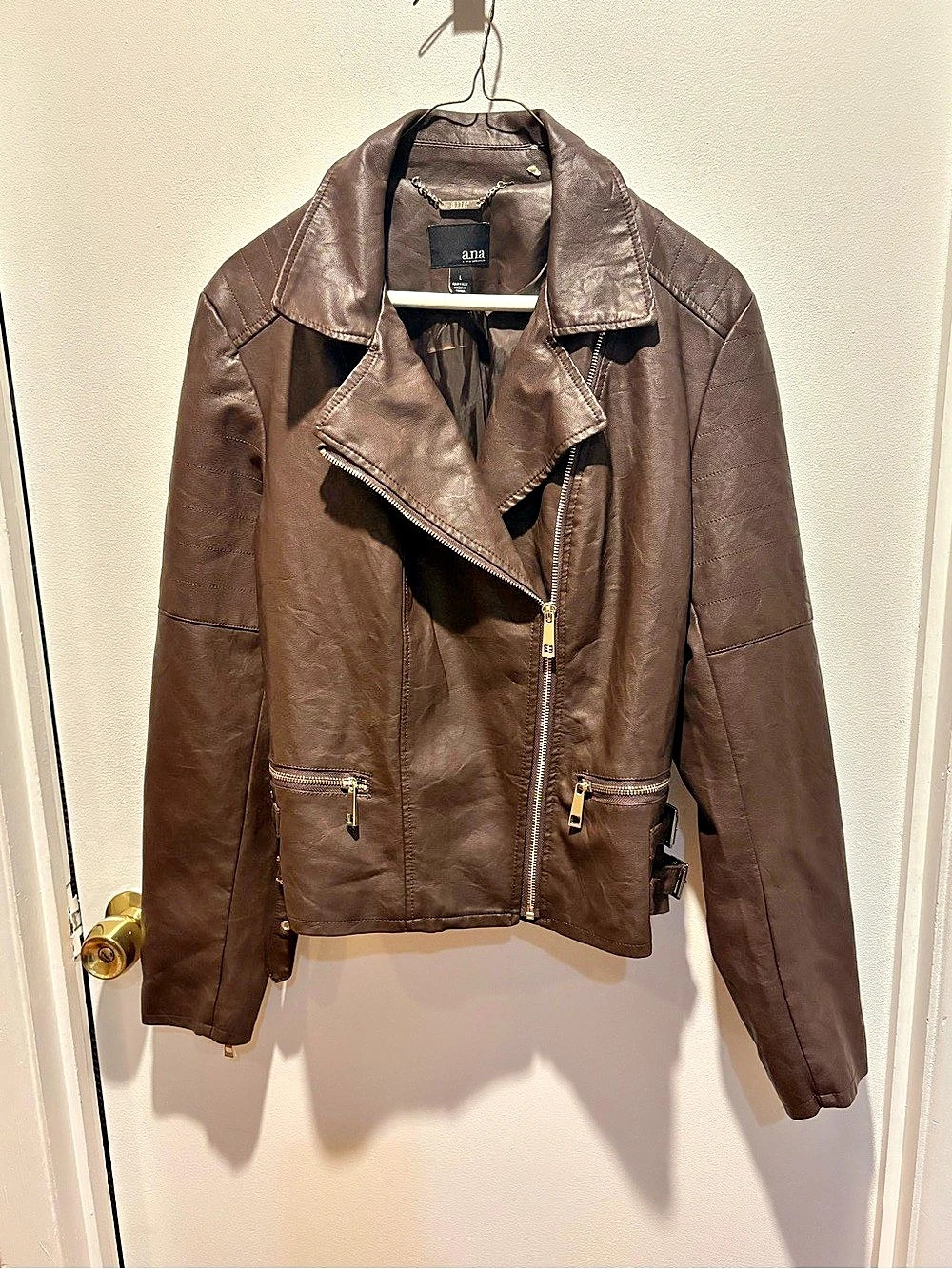ana Women's Brown Moto Jacket Size Large